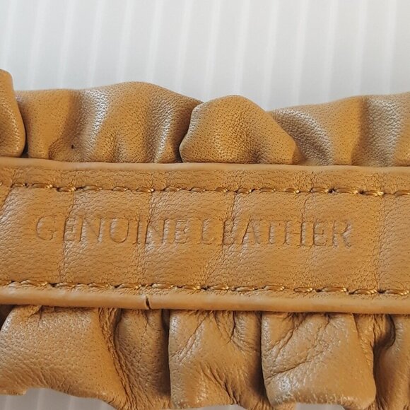 Coldwater Creek Leather Mustard Yellow Ruffle Belt XL Boho Festival Coquette - Picture 11 of 12